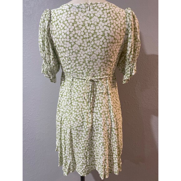 Faithful the Brand Puff Sleeve Mini Dress size S Scoop Neck Pistachio White - Picture 7 of 14